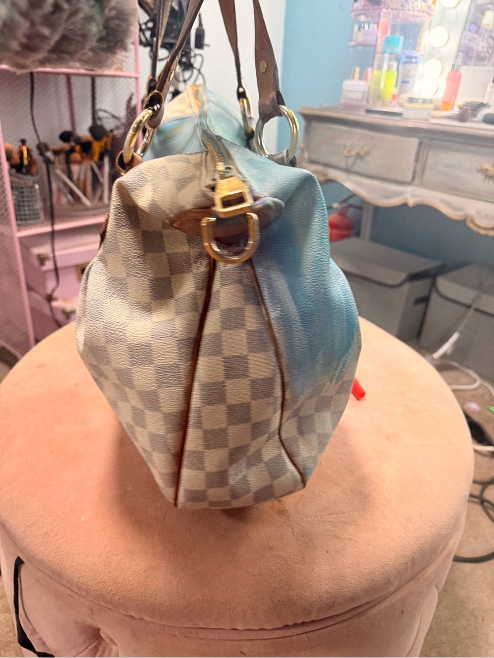 LOUIS VUITTON DAMIER Azure Tote & cross body strap. Ombrayed Sequin Accents - Picture 4 of 6